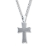 Thumbnail Image 3 of Men's Diamond Cross Necklace 1/20 ct tw Round-cut Stainless Steel 24"