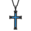 Thumbnail Image 0 of Men's Cross Necklace Black & Blue Ion-Plated Stainless Steel