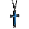 Thumbnail Image 1 of Men's Cross Necklace Black & Blue Ion-Plated Stainless Steel