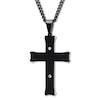 Thumbnail Image 2 of Men's Cross Necklace Black & Blue Ion-Plated Stainless Steel