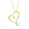 Thumbnail Image 0 of Cultured Pearl Tilted Heart Necklace 10K Yellow Gold 18"