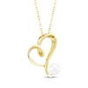 Thumbnail Image 1 of Cultured Pearl Tilted Heart Necklace 10K Yellow Gold 18"