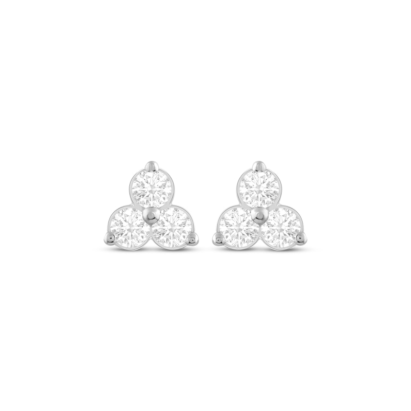 Lab-Created Diamonds by KAY Three-Stone Stud Earrings 1/2 ct tw 14K White Gold