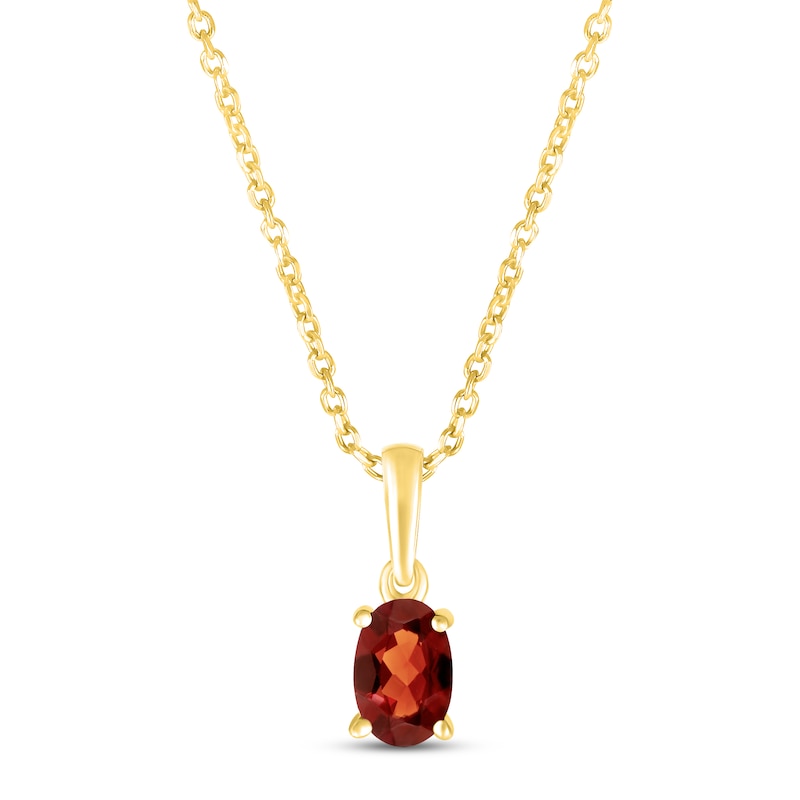 Garnet Birthstone Necklace 10K Yellow Gold 18"
