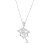 Thumbnail Image 1 of Round-Cut White Lab-Created Sapphire Graduation Cap Necklace Sterling Silver 18”