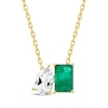 Thumbnail Image 0 of Toi et Moi Pear-Shaped White Topaz & Emerald-Cut Emerald Necklace 10K Yellow Gold 18"