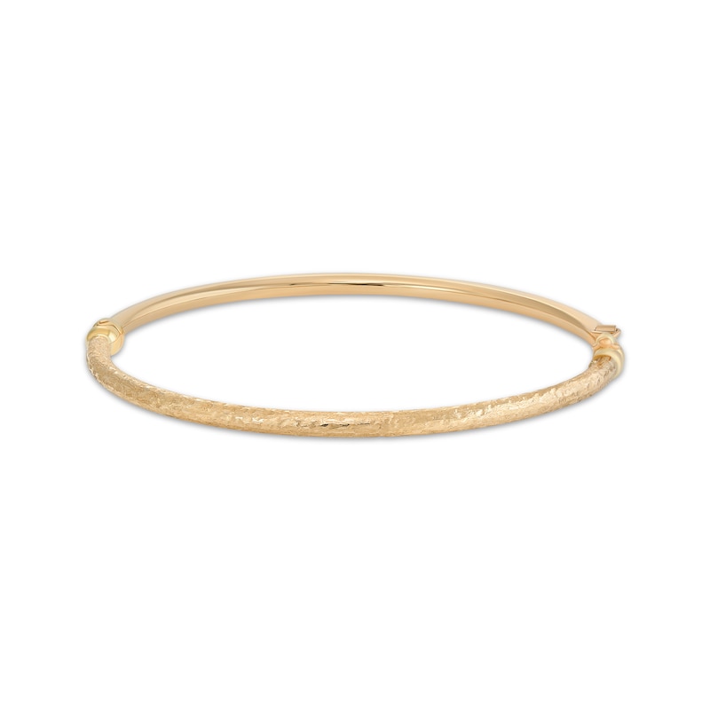 Reaura Textured Hollow Bangle Bracelet Repurposed 14K Yellow Gold