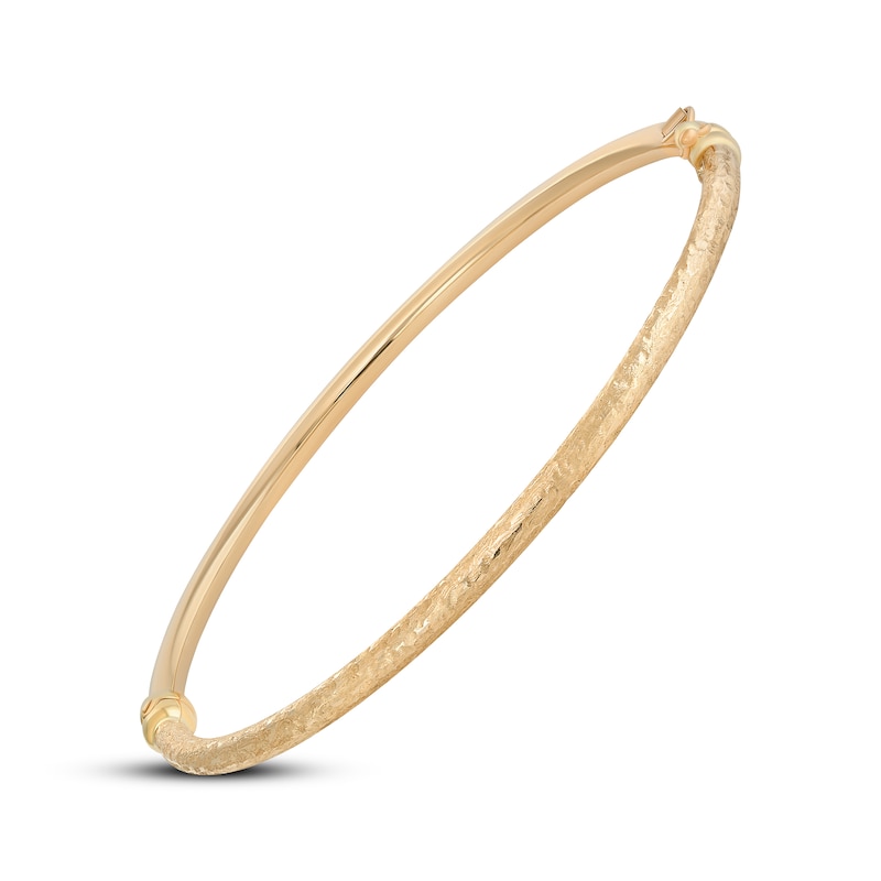 Reaura Textured Hollow Bangle Bracelet Repurposed 14K Yellow Gold