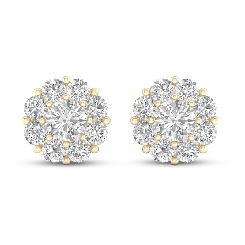 Lab-Created Diamonds by KAY Flower Stud Earrings 1 ct tw Round-Cut 14K Yellow Gold