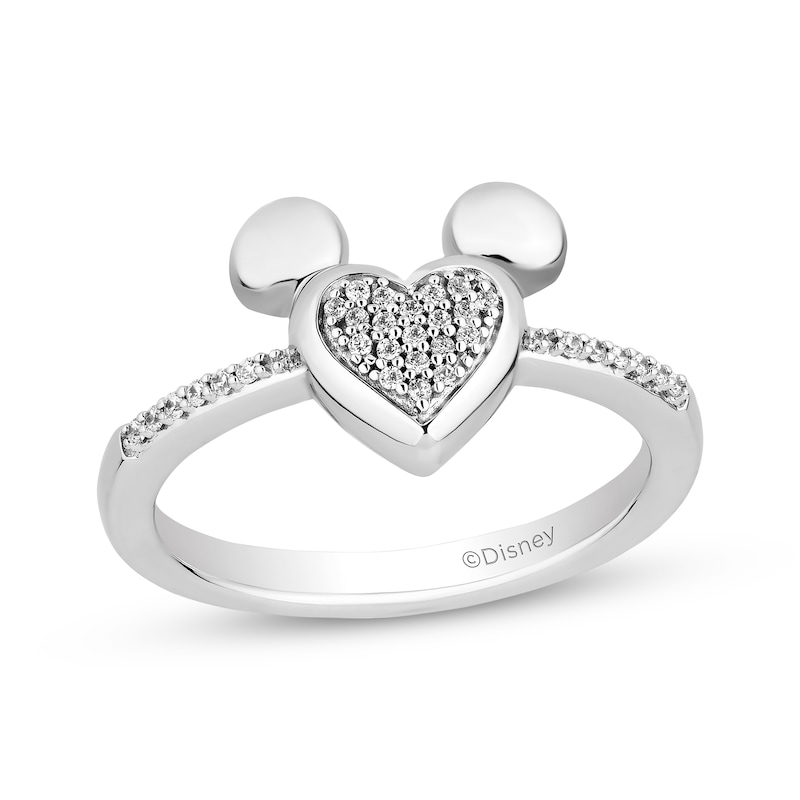 Disney Treasures Mickey Mouse Diamond Ring 1/10 ct tw Sterling Silver