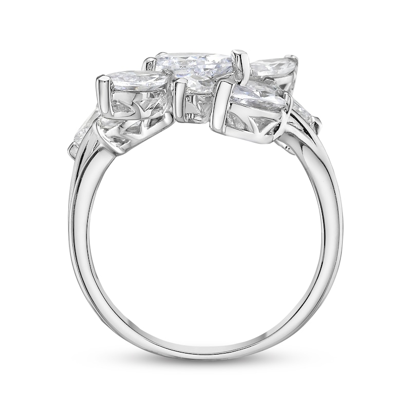 Pear-Shaped & Marquise-Cut Diamond Leaf Fashion Ring 3 ct tw 14K White Gold