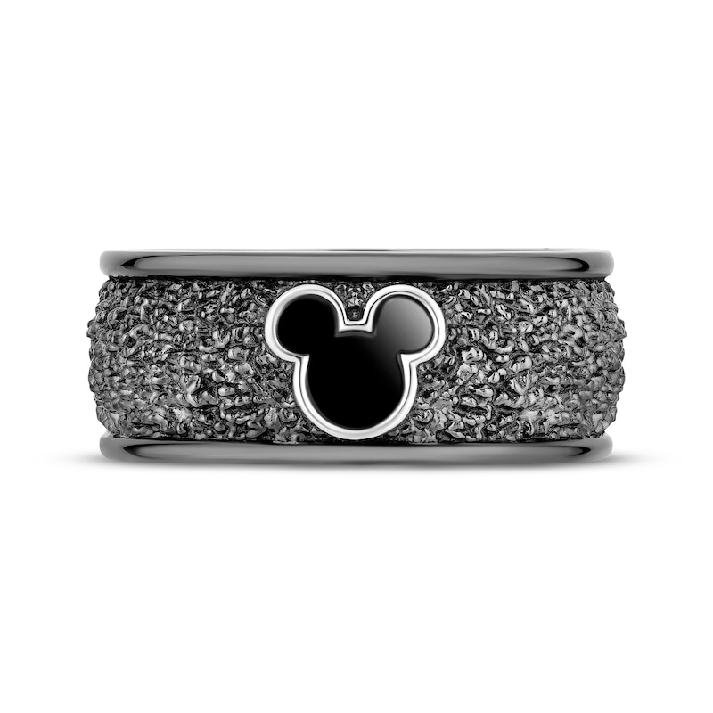 Men's Disney Treasures Mickey Mouse Textured Ring Sterling Silver & Black Rhodium
