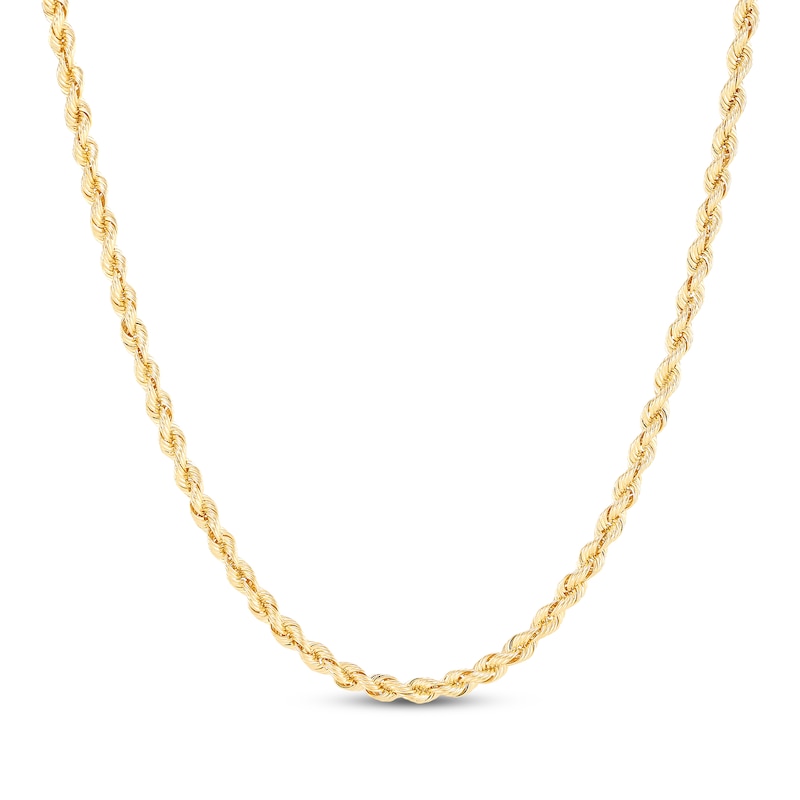 Solid Silk Rope Chain Necklace 3mm 10K Yellow Gold 20"
