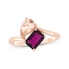 Thumbnail Image 0 of Toi et Moi Pear-Shaped Morganite & Emerald-Cut Rhodolite Garnet Ring 10K Rose Gold
