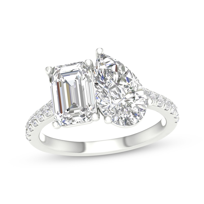 Toi et Moi Emerald-Cut & Pear-Shaped Lab-Created Diamond Engagement ring 4-1/4 ct tw 14K White Gold
