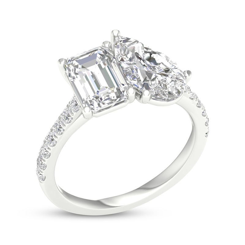 Toi et Moi Emerald-Cut & Pear-Shaped Lab-Created Diamond Engagement ring 4-1/4 ct tw 14K White Gold