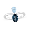 Thumbnail Image 0 of Toi et Moi Pear-Shaped Sky Blue Topaz & Oval-Cut London Blue Topaz Ring 10K White Gold