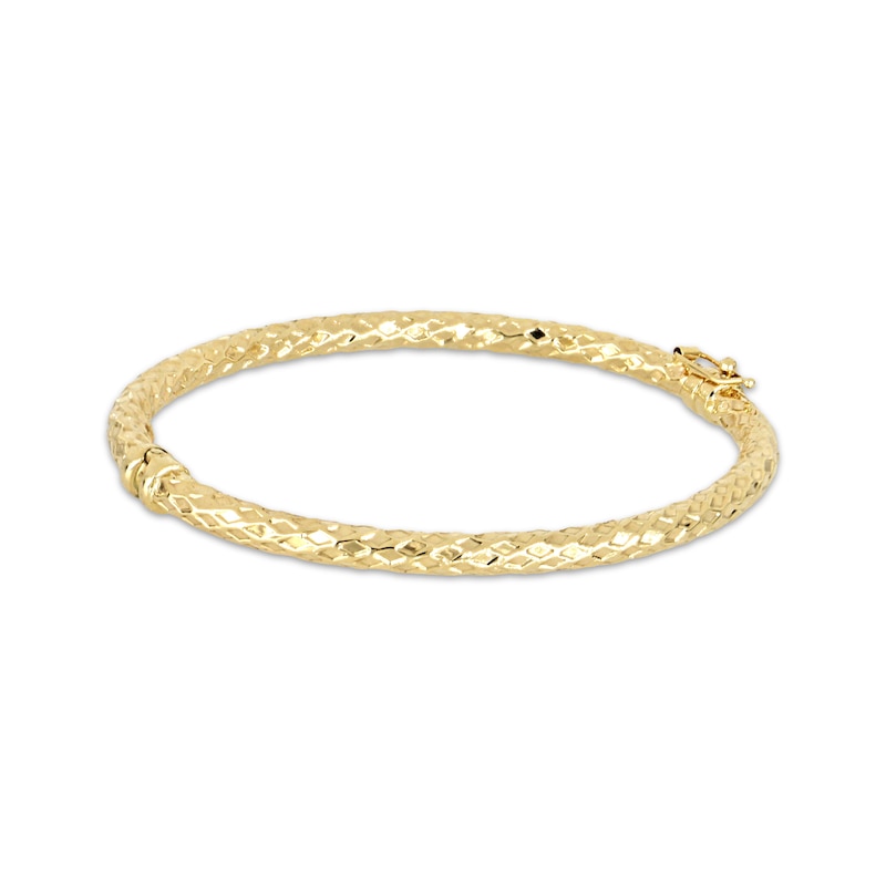 Italian Brilliance Diamond-Cut Snakeskin Bangle Bracelet 14K Yellow Gold