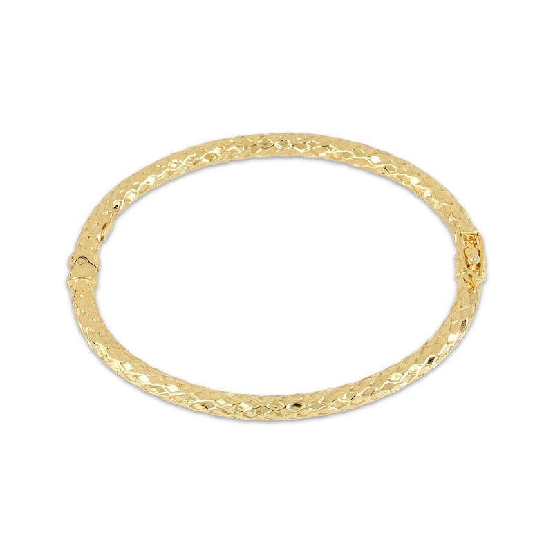 Italian Brilliance Diamond-Cut Snakeskin Bangle Bracelet 14K Yellow Gold