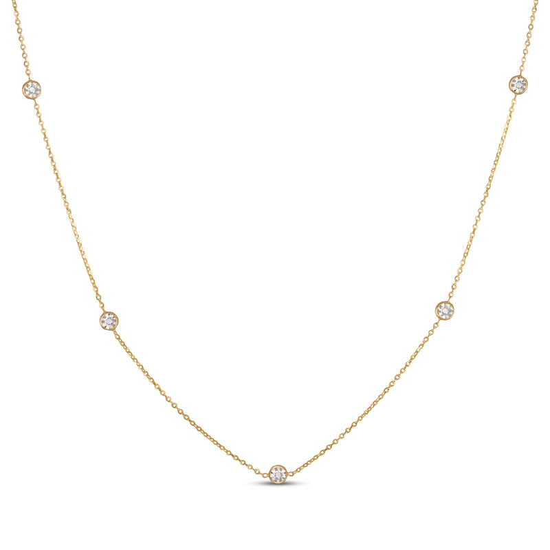 Diamond-Cut Disc Station Necklace 10K Yellow Gold 20"