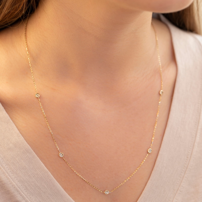 Diamond-Cut Disc Station Necklace 10K Yellow Gold 20"