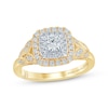Thumbnail Image 0 of Monique Lhuillier Bliss Round-Cut Diamond Cushion-Frame Engagement Ring 3/4 ct tw 18K Two-Tone Gold