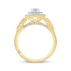 Thumbnail Image 2 of Monique Lhuillier Bliss Round-Cut Diamond Cushion-Frame Engagement Ring 3/4 ct tw 18K Two-Tone Gold