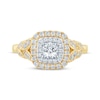 Thumbnail Image 3 of Monique Lhuillier Bliss Round-Cut Diamond Cushion-Frame Engagement Ring 3/4 ct tw 18K Two-Tone Gold