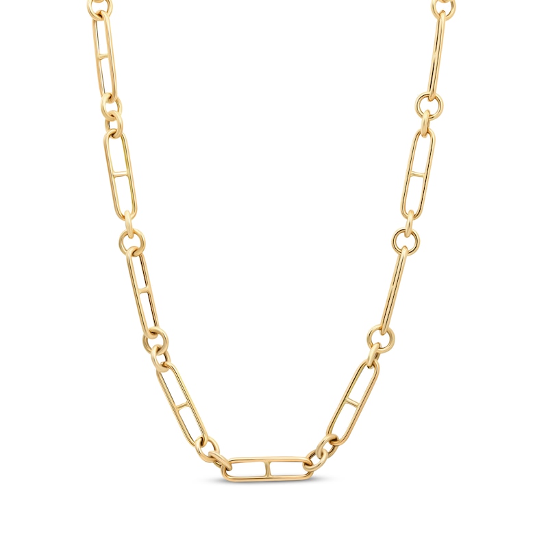 Reaura Hollow Mariner Chain Necklace Repurposed 14K Yellow Gold 18"