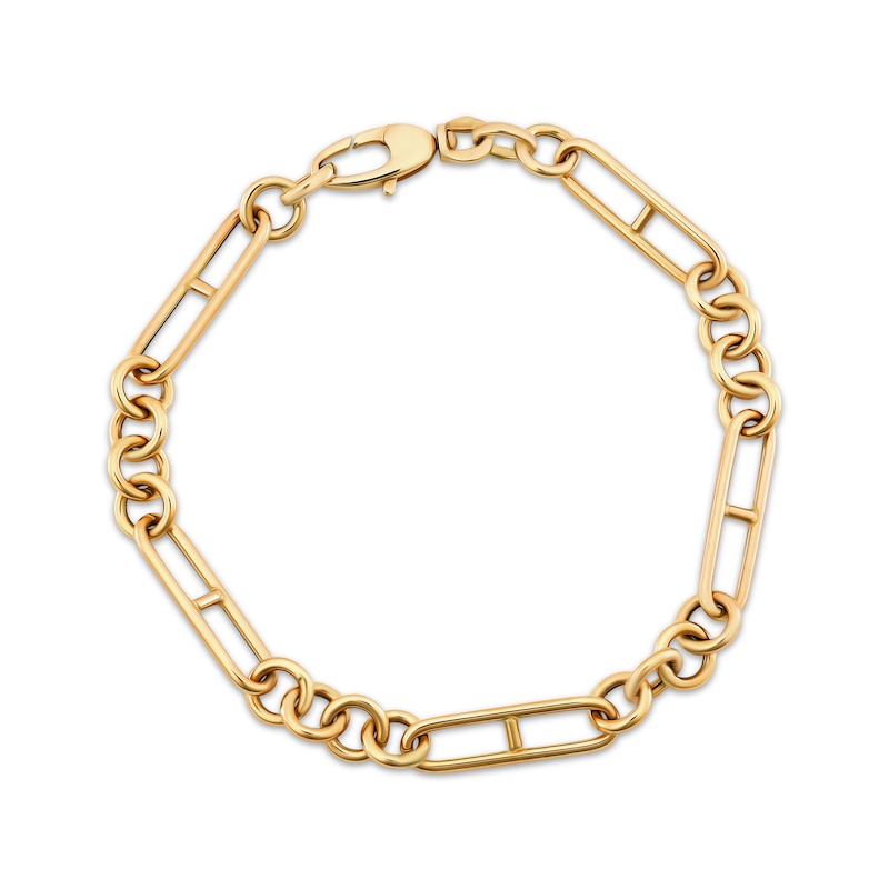 Reaura Hollow Link Chain Bracelet Repurposed 14K Yellow Gold 7.5"
