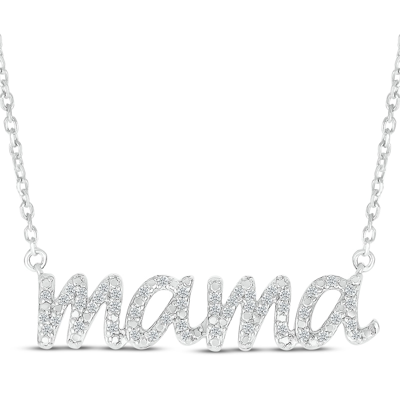 Diamond "Mama" Necklace 1/10 ct tw Sterling Silver 18"