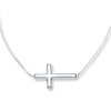 Thumbnail Image 0 of Sideways Cross Necklace 14K White Gold 18"