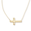 Thumbnail Image 0 of Sideways Cross Necklace 14K Yellow Gold 18"