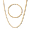 Thumbnail Image 0 of Hollow Curb Chain Necklace & Bracelet Set 10K Yellow Gold