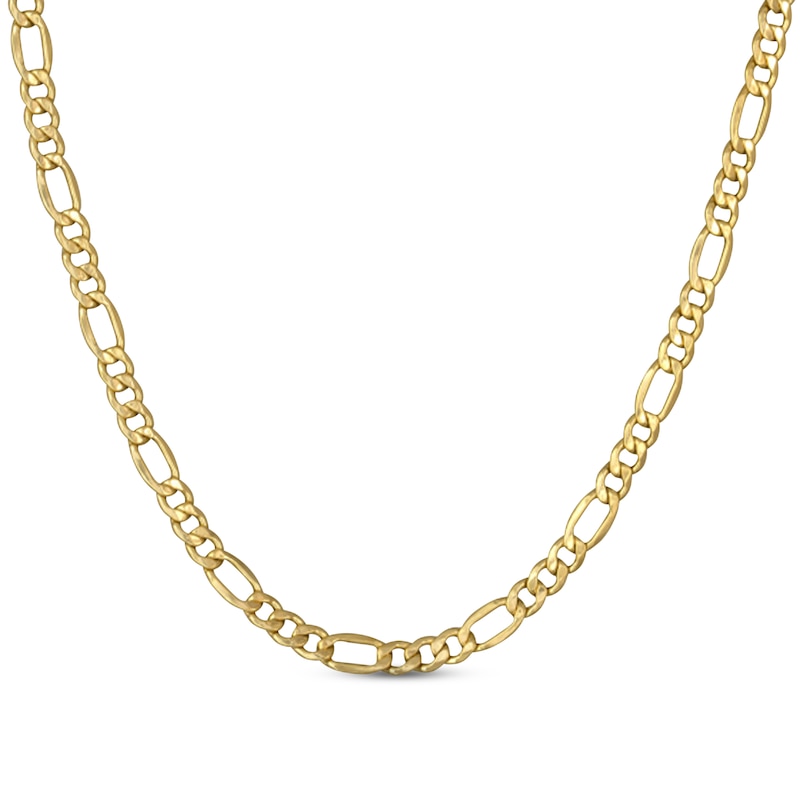 Hollow Figaro Chain Necklace 14K Yellow Gold 18"