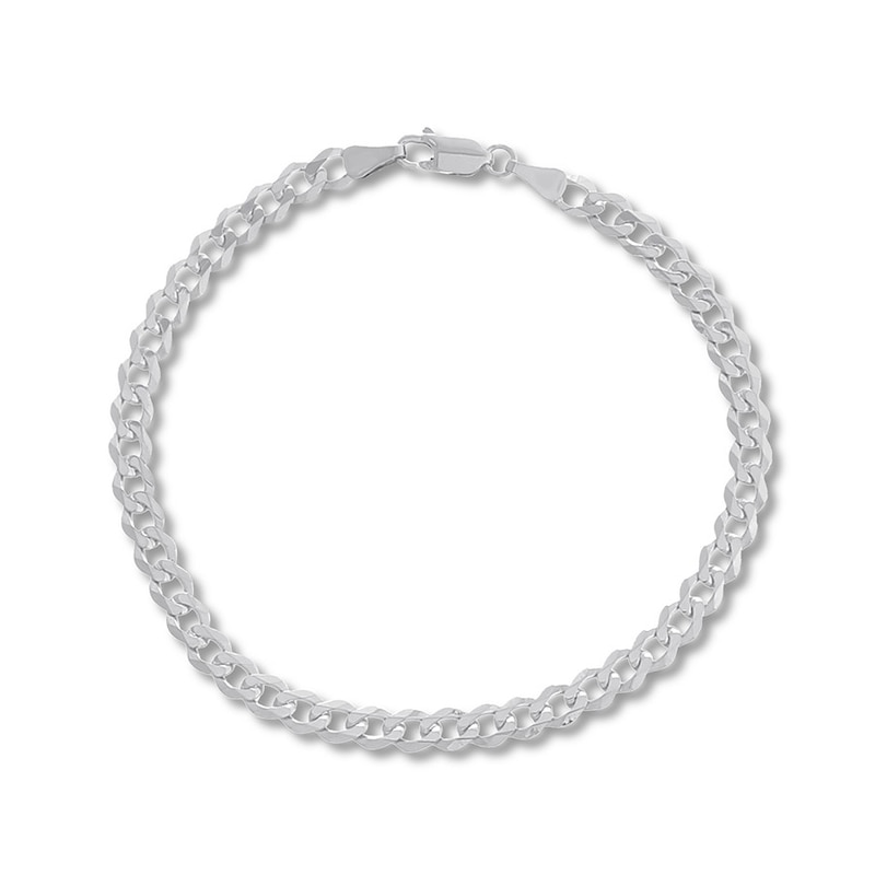 Solid Curb Chain Bracelet 14K White Gold 8.5"