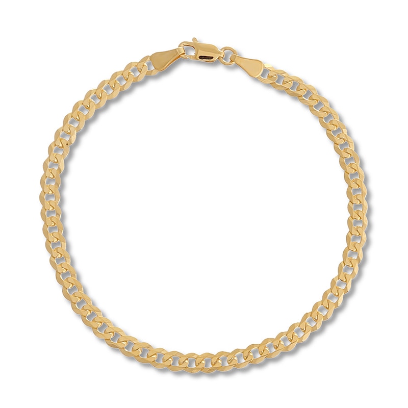 Solid Curb Chain Bracelet 14K Yellow Gold 8"