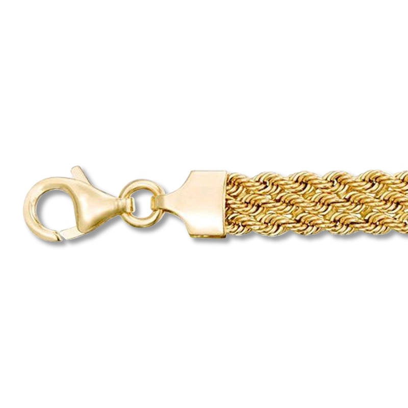 Solid Italian Multi Strand Rope Bracelet 14K Yellow Gold 7.5"