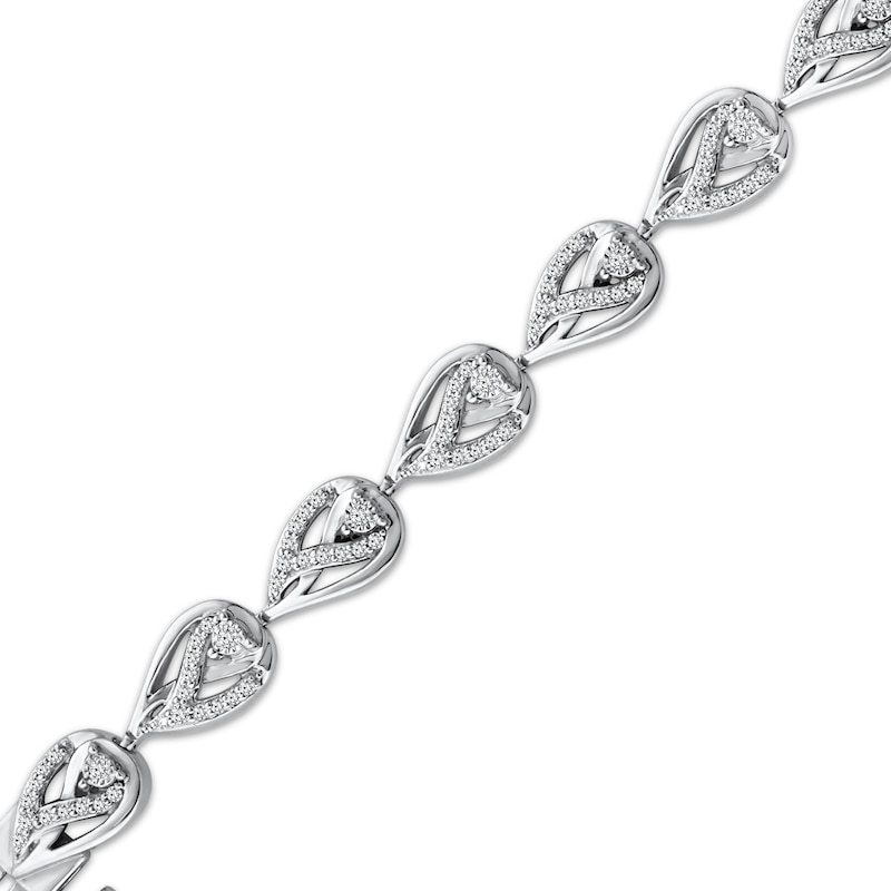 Love Ignited Diamond Flame Link Bracelet 1/2 ct tw Sterling Silver 7"