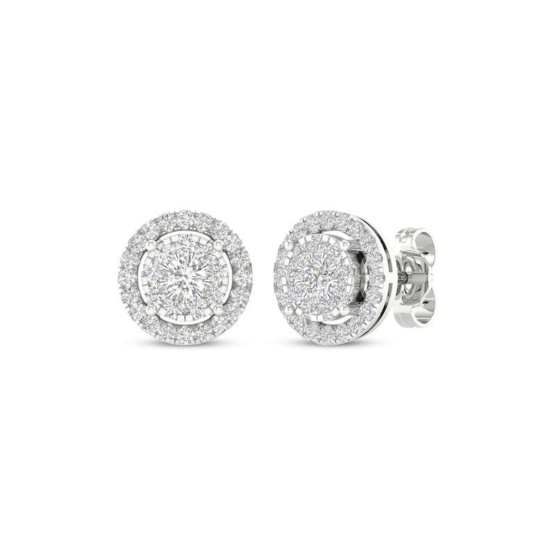 Lab-Created Diamonds by KAY Circle Halo Stud Earrings 1/2 ct tw 10K White Gold