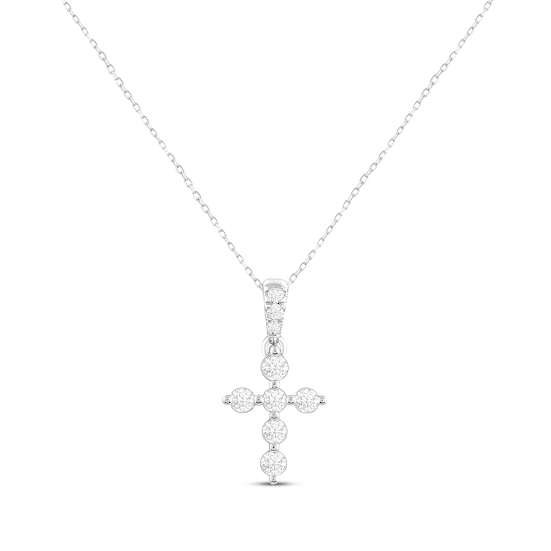 Lab-Created Diamonds by KAY Cross Necklace 1/3 ct tw 14K White Gold 18"