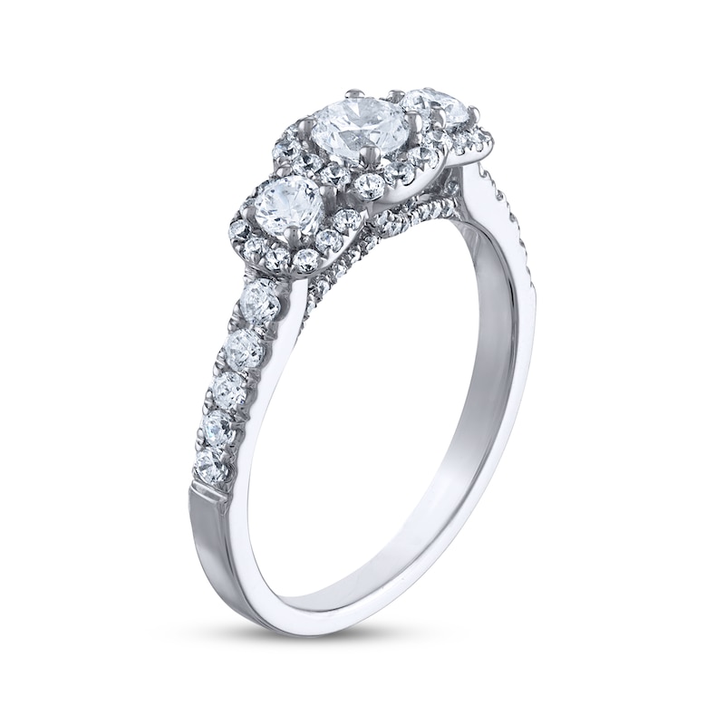 Memories Moments Magic Round-Cut Diamond Three-Stone Engagement Ring 1/2 ct tw 14K White Gold