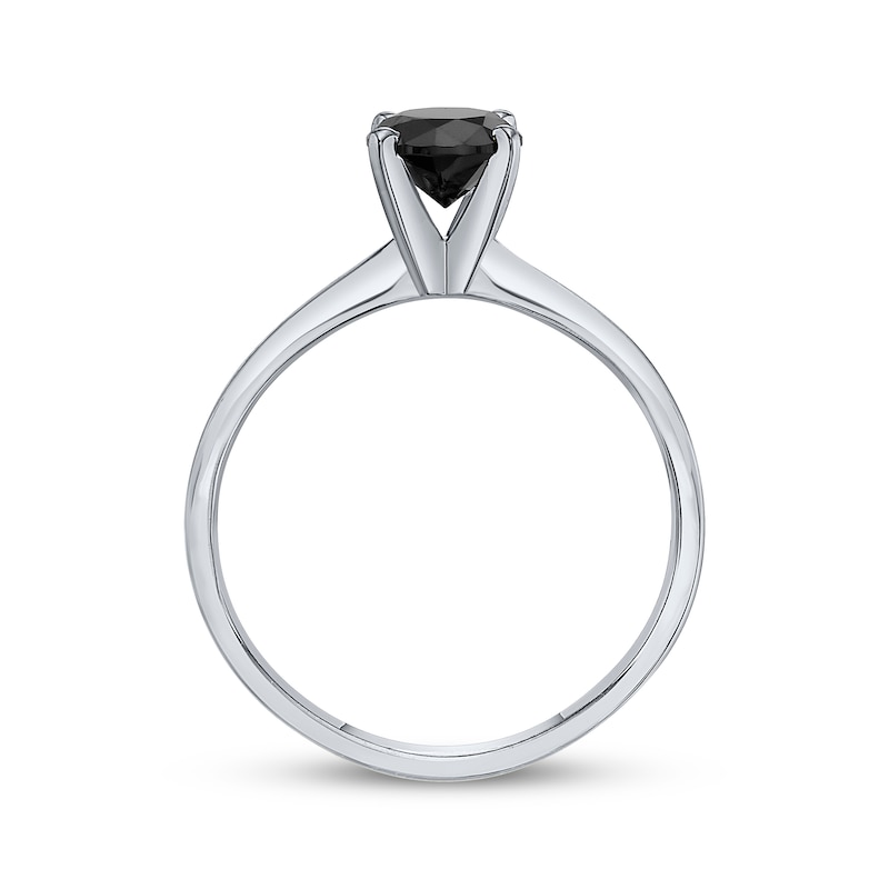 Black Diamond Solitaire Ring 1 ct tw 14K White Gold