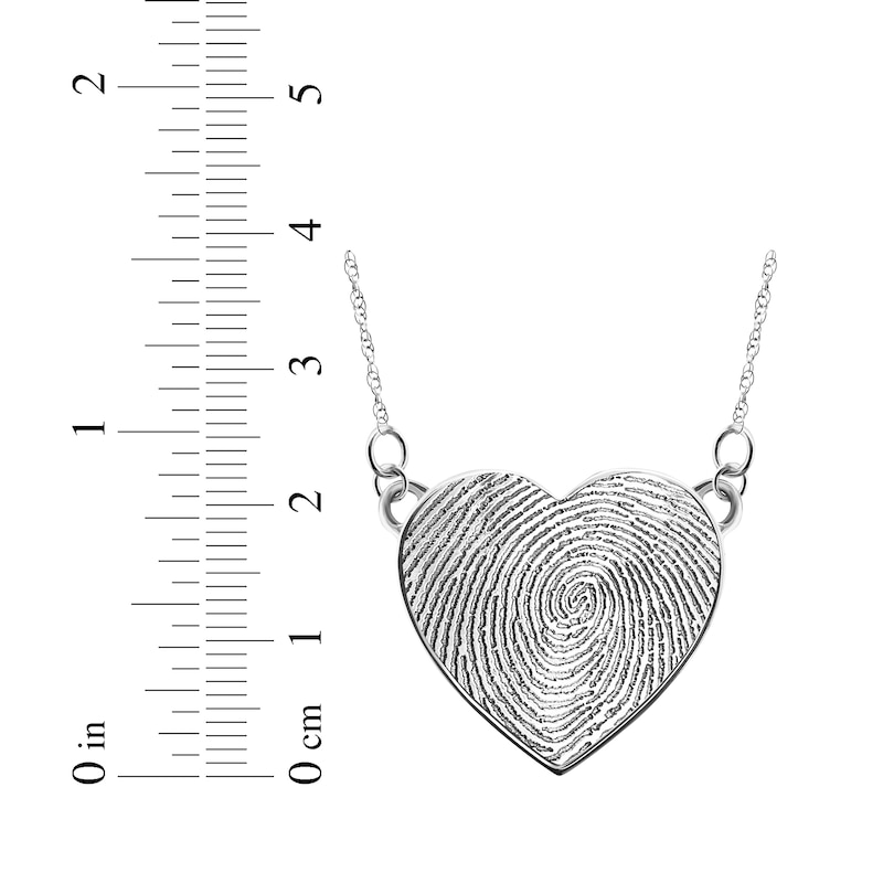 Your Own Fingerprint Heart Necklace Sterling Silver 18"