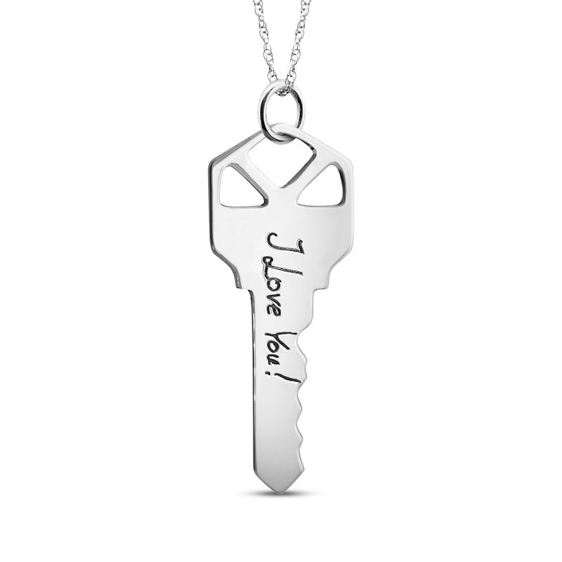 Your Own Handwriting Cutout Key Necklace Sterling Silver 18"