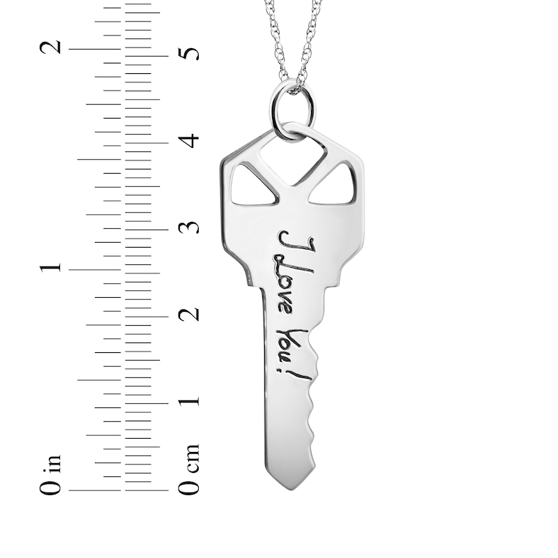 Your Own Handwriting Cutout Key Necklace Sterling Silver 18"