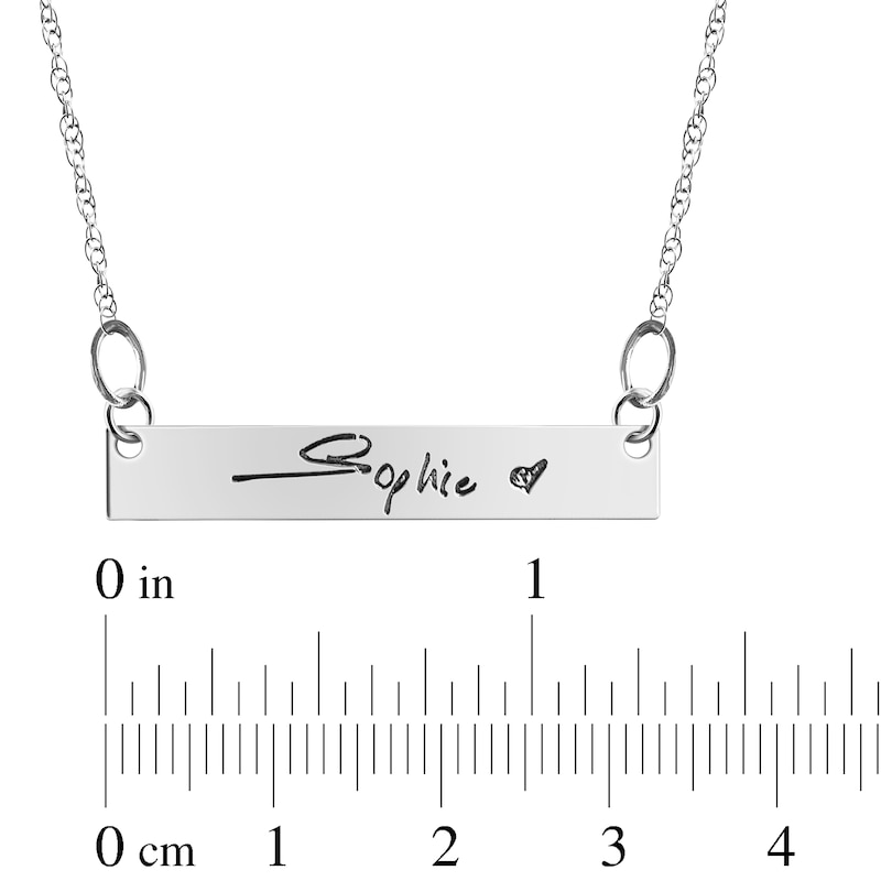 Your Own Handwriting Bar Necklace Sterling Silver 18"