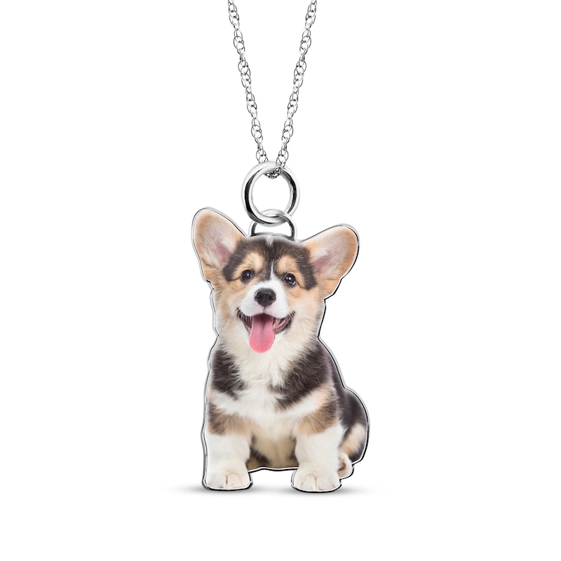 Pet Outline Charm Necklace Sterling Silver 18"
