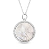 Thumbnail Image 1 of Mother of Pearl & White Lab-Created Sapphire Photo Locket Necklace Sterling Silver 18"