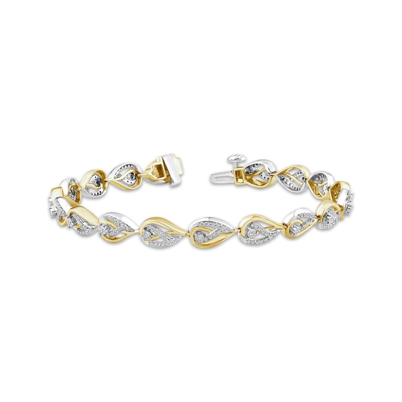 Love Ignited Diamond Flame Link Bracelet 3/4 ct tw 10K Two-Tone Gold 7"